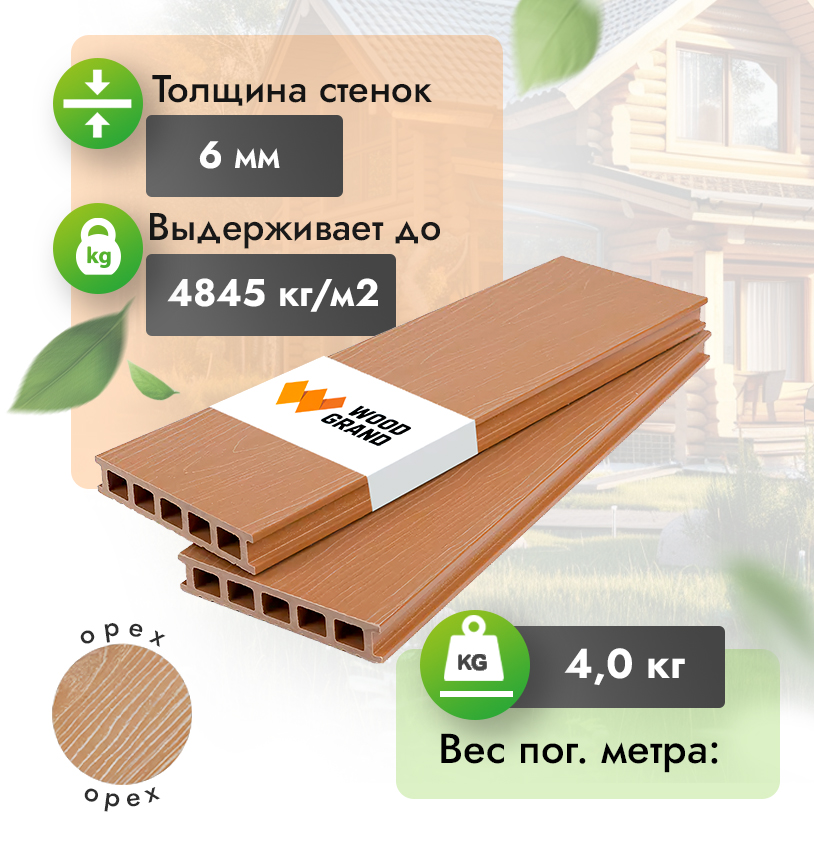 Террасная доска с тиснением 150х28 мм - Венге